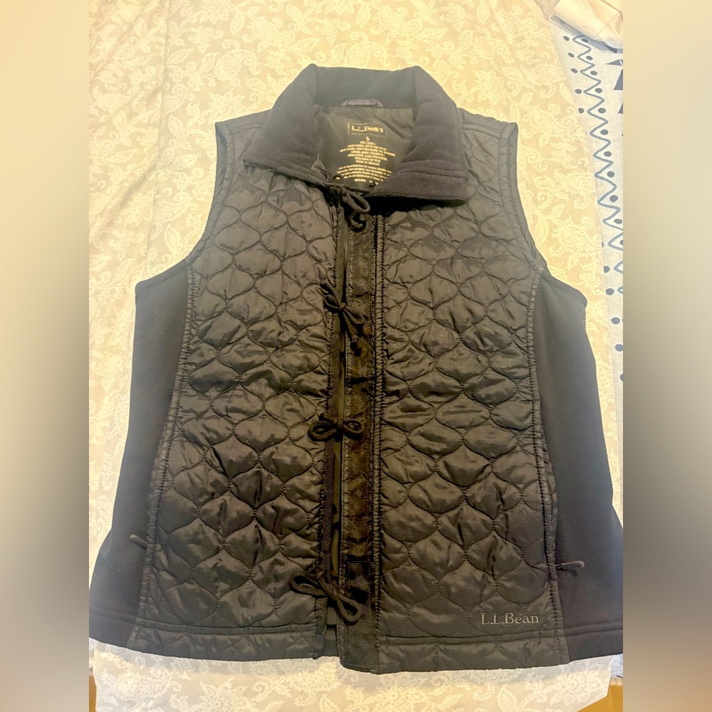 L.L. Bean Black Quilted Black Tie Vest